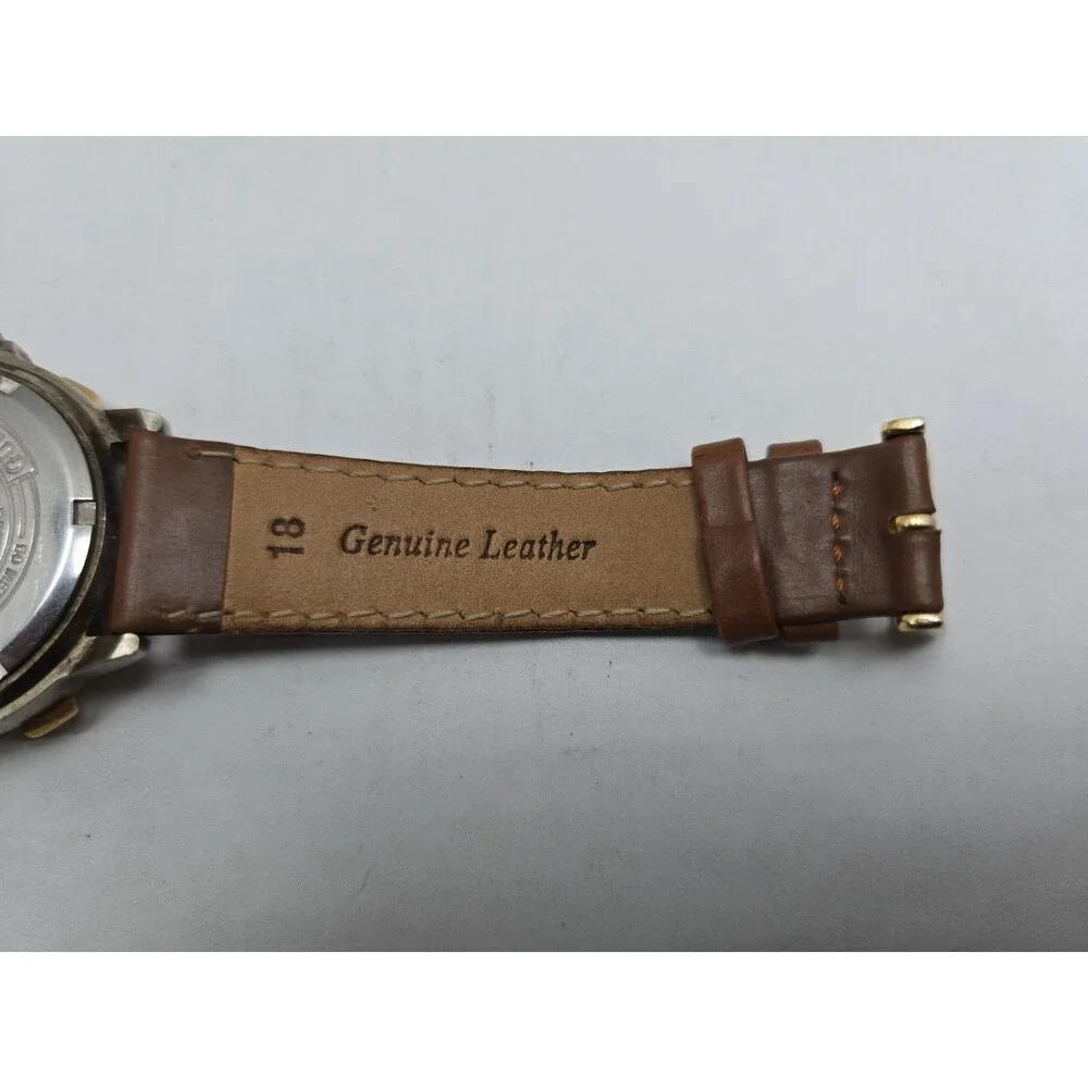 Guess Waterpro Mens Watch 39mm Moonphase Day Date Green Dial Vtg 50m New Battery